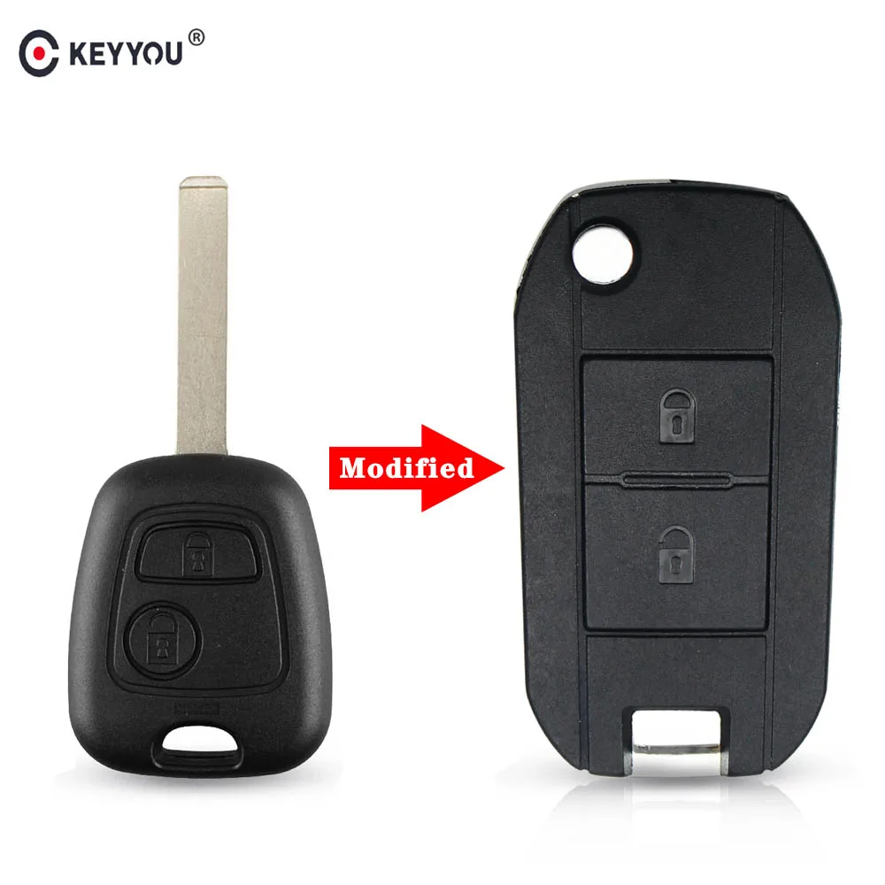 KEYYOU 2 кнопки Модифицированный корпус дистанционного ключа складной Флип для PEUGEOT 307 107 207 407 для автомобиль Citroen чехол для ключей