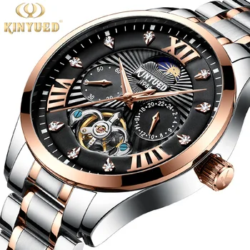 

Top Brand Luxury Automatic Watch Men Waterproof Stainless Steel Band Business Skeleton Watch Moon Phase Mechanical Watches