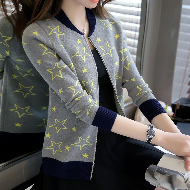 

Women sweater zipper 2019 new autumn and winter female sweater cardigan slim student knitted outerwear teenage girl A35