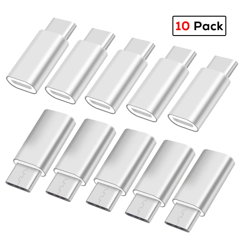 10 Pack Silver EECPT 10 Упаковка OTG type C адаптер USB C к Micro USB OTG кабель type-C разъем адаптера для Macbook samsung S9 S8 huawei P20 P10 - Цвет: 10 Pack Silver