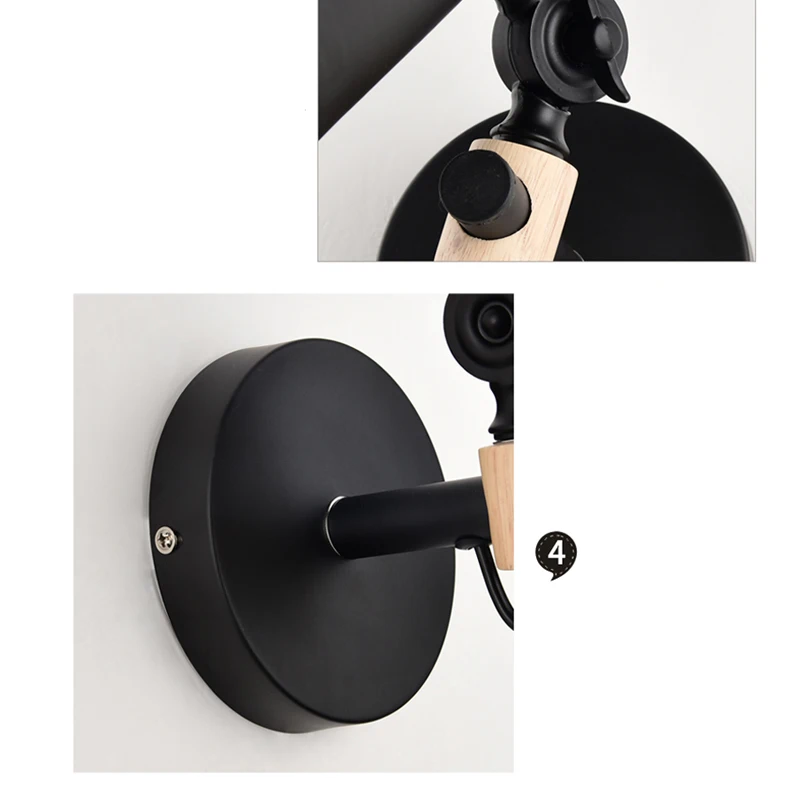 Fashion Nordic Wall lamp bedroom bedside balcony warehouse study aisle cafe porch light adjustable wood wall light bra sconce