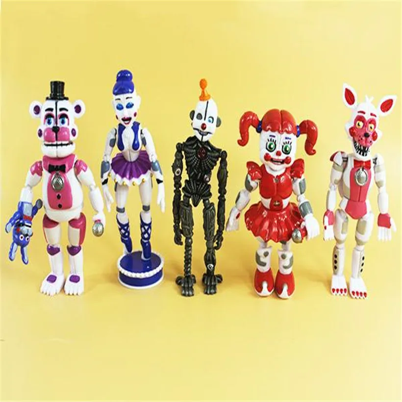 

5 Pcs/Set Anime Five Night At Freddy Fnaf Girls Bonnie Bear Foxy Model Free Assembly Action Figure Freddy Toys Children Toys