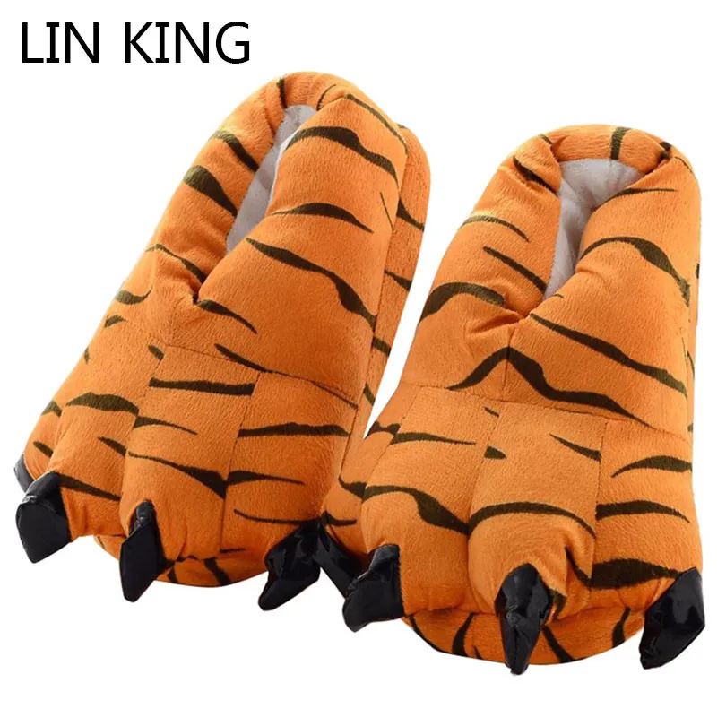 

LIN KING Hallowee Winter Warm Unisex Indoor Slippers Women Men Children Home Shoes Monster Dinosaur Claw Christmas Lovers Shoes