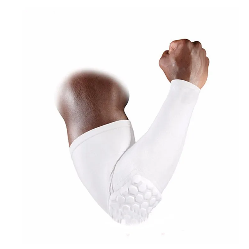 1 шт. гетры для рук анти-столкновения удлиненные налокотники спортивные локоть мужские нарукавники дышащие Elbowpad - Цвет: Белый