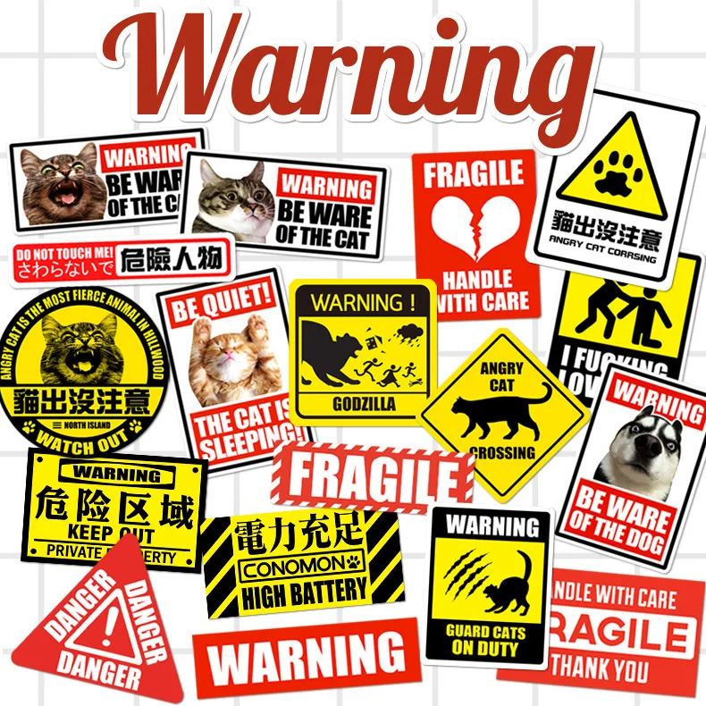 17pcs cute animal stickers warning signs warning line suitcase car sticker tide brand waterproof luggage 17pcs cute animal stickers warning signs warning line suitcase car sticker tide brand waterproof luggage