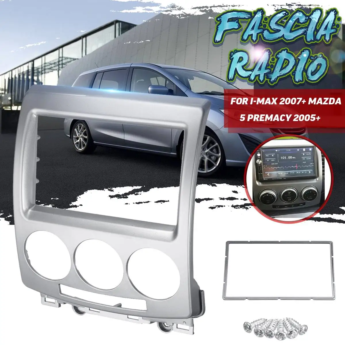 

2 Din Car Radio Fascia Fascias Panel Frame CD DVD Dash Audio Interior Cover Trim For FORD i-Max 2007 + For MAZDA 5 Premacy 2005+