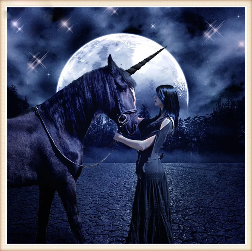 

Full Drill Embroidery Fairy Bird Unicorn Horse Moon Bead Cross Stitch Wedding Handwork Diamond Painting Mosaic Picture By Number