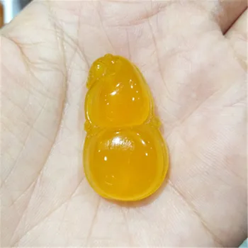

Natural chalcedony yellow green authentic Fugua gourd pendant pendant men and women cb25#