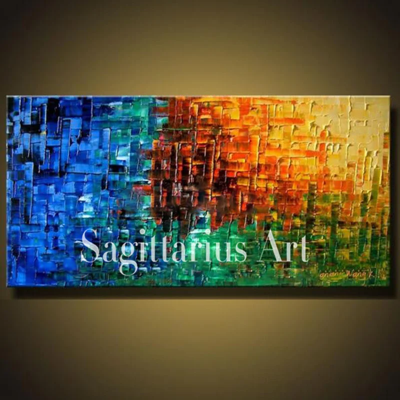 

Hand Painted High Quality Modern Palette Knife Painting Multicolored Wall Art Abstract Oil Painting Canvas Wall Living Room Art
