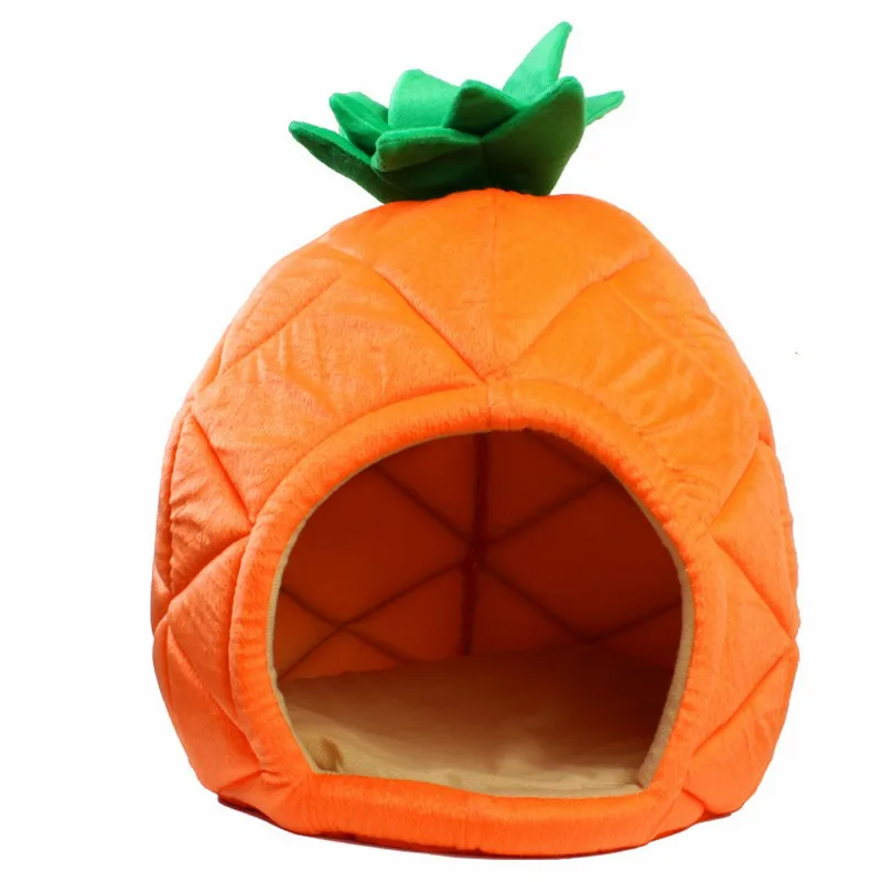 Haustier Katze Haus Faltbare Weiche Winter Hund Bett Ananas Form Hund Haus Nette Kennel Nest Hund Warme Katze Bett Günstig
