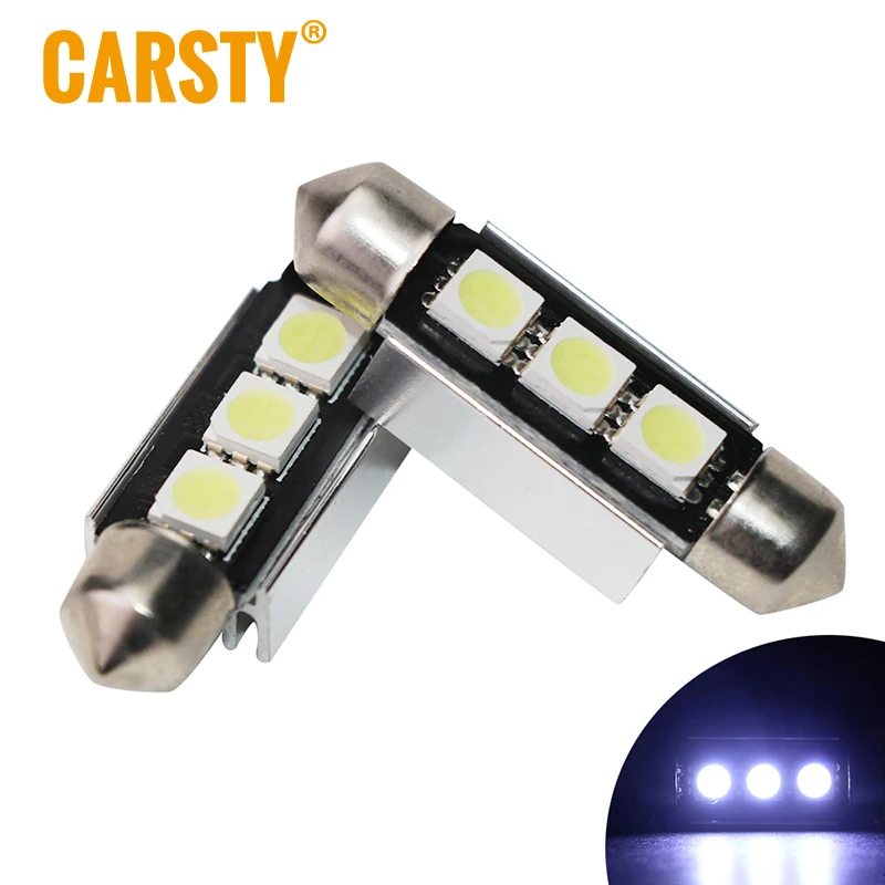 Carsty 2шт Холодный белый гирлянда 36 мм 39 5050 3SMD светодиодный C5W 6418 CANBUS без ошибки для