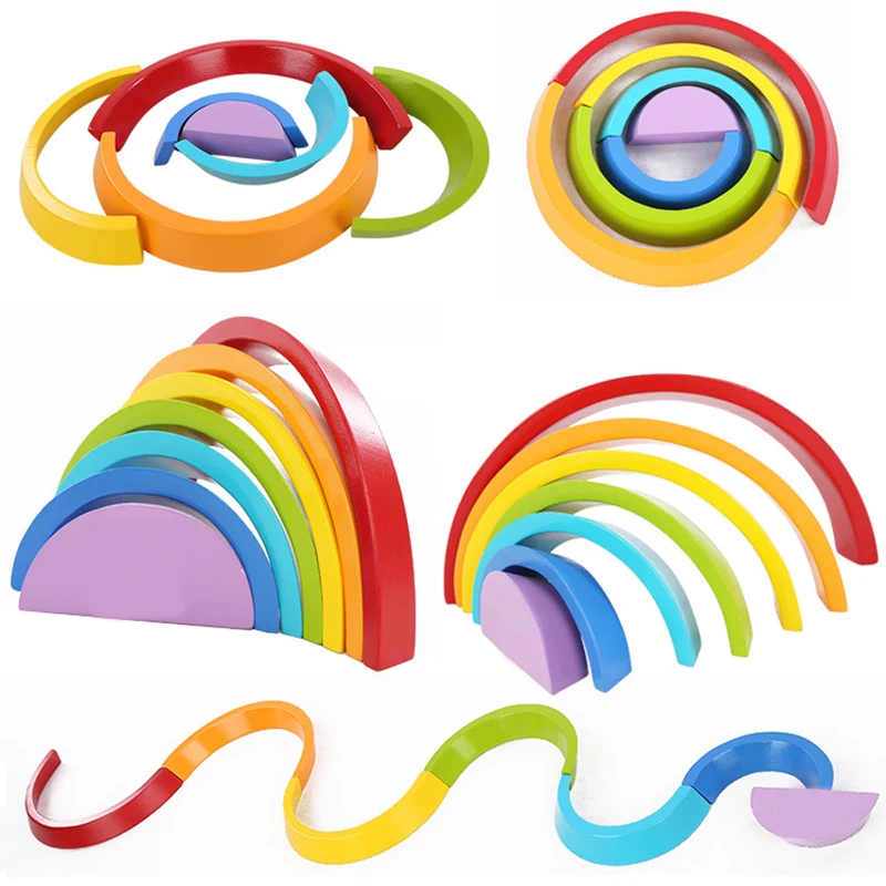 7-colors-Toys-blocks-Wooden-Rainbow-building-blocks-For-Kid-educational-Interactive-ability-Rainbow-wooden-stack