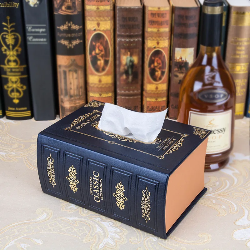 

European Style retro noble emulation Books tissue boxes, car rectangular leather pumping tray