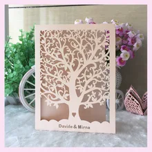100 шт./лот бумажная коробка с узором ремесло Сердце Любовь Дерево свадебное украшение приглашение вечерние приглашения на заказ карты QJ-31