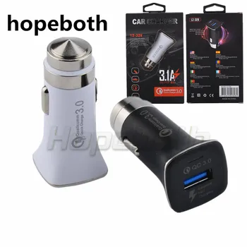 

hopeboth QC 3.0 Usb Car Charger Safety Hammer Charger Adapter Aluminum Alloy For Samsung Cellphones for ipad iphone 5 6 7