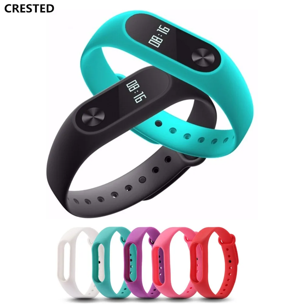 

CRESTED Silicone Strap For 2 Xiaomi Mi band 2 Miband Wristband Wrist watchband Bracelet Replacement watchstrap belt Accessories