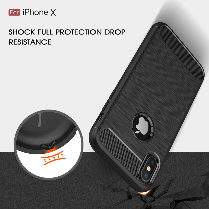 cheap Luxury Carbon Fiber Texured Brushed TPU Phone Case For iPhone X XR XS Max Soft Silicone Case For iPhone 7 8 Plus 6 6S Cover Capa