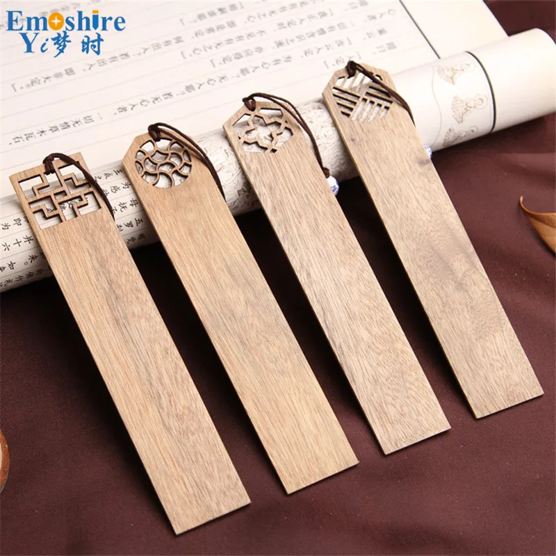 

High-grade Solid Wood Bookmarks Set Chinese Style Retro Vintage Book Marks for Business Gift Top Quality Stationery M003