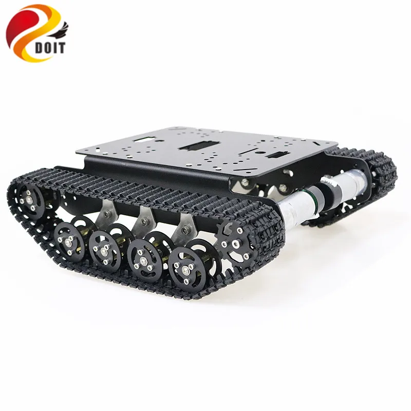Черный амортизатор металла RC робот танк шасси комплект Мобильная платформа для Arduino Uno r3 малиновый пирог DIY игрушки запчасти