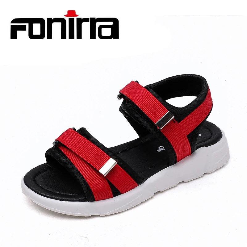 

Fonirra New Summer Boys Beach Sandals Hook&Loop Children's Comfortable Lighted Flat Shoes Kids Outside Slides 590