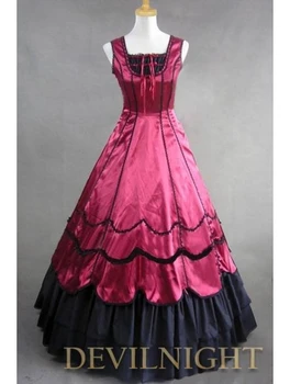 

Elegant Sleeveless Red and Black Gothic Victorian Dress