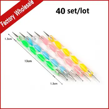

200pcs/lot 2 Way Professional Nail Dotting Pen Set Rhinestone Decoration Dot Marblezing Painting Manicure Nail Art Tools