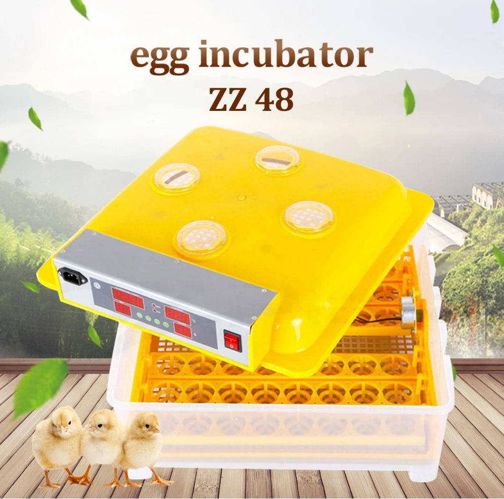 

48 Eggs Automatic Egg Turning Incubator Digital Hatcher Temperature Control Chicken Poultry Ducks Egg Hatching Hatchery Machine