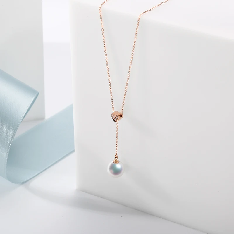 Angeperle 18 К золотой жемчуг кулон fine jewelry натуральный морской Цепочки и ожерелья