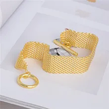 SHUANGR 1 шт. Золотая цветная сетка широкие женские ювелирные изделия женские T/O жесткий браслет-цепочка TL068