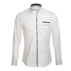 Белая рубашка для мужчин 2019 Новинка 100% хлопок длинный рукав рубашки стиль лоскутное мужское платье повседневные тонкие рубашки подходит