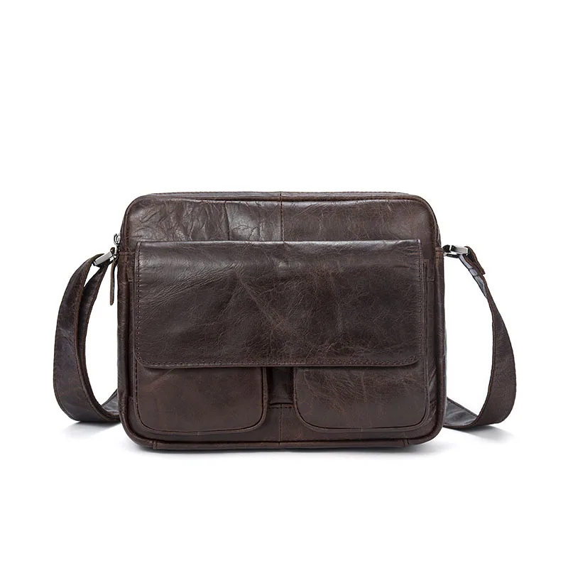 

Men Messenger Bags Genuine Leather Shoulder Bags Large Capacity ipad Flap Soft Leather Vintage Men's Crossbody Bag Brand Handbag
