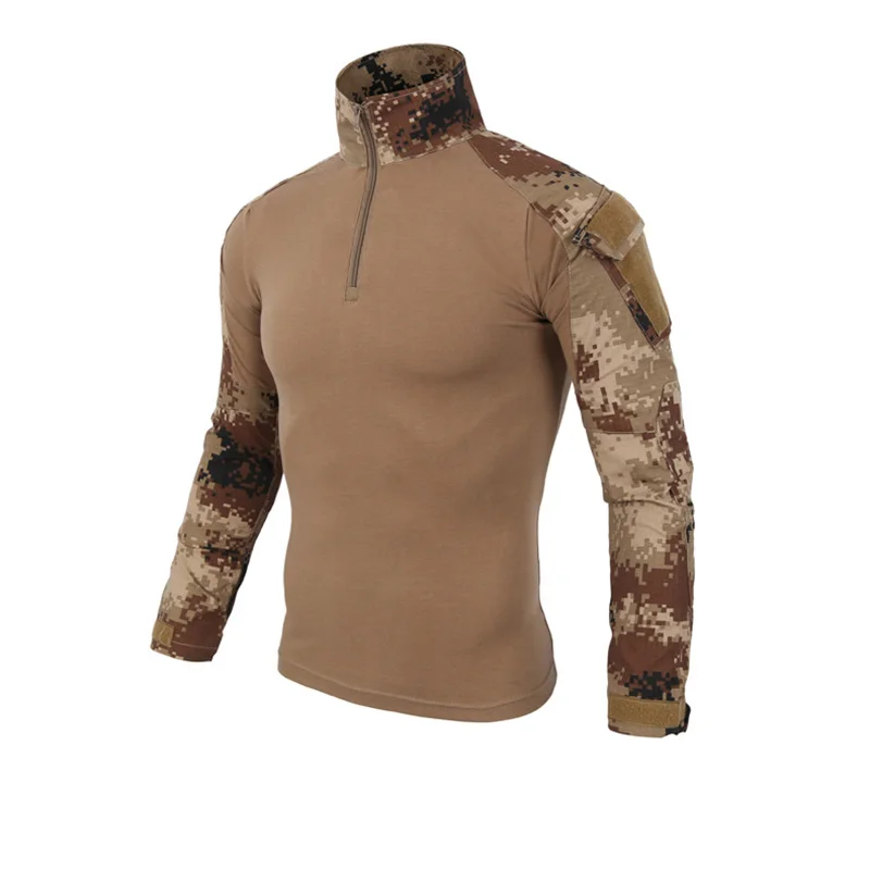 Военная Мужская камуфляжная тактическая футболка с длинным рукавом, брендовая хлопковая дышащая футболка боевой Frog, мужские тренировочные рубашки AF655 - Цвет: Desert digital 1