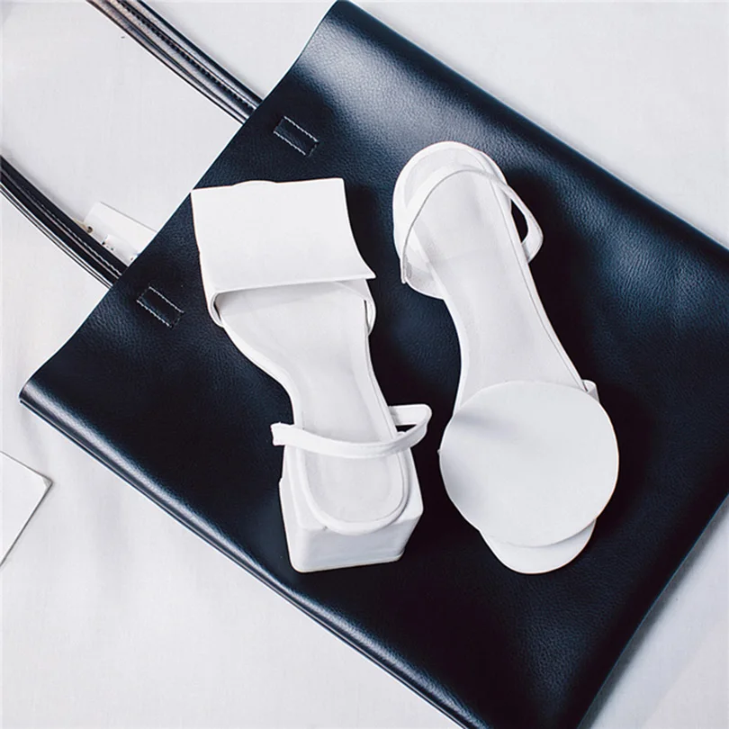 

High Quality Creative Geometric Women's Sandals Vogue Jacquemus Slingback Women Shoes Square Heel Elegant Pretty Shoes Lady