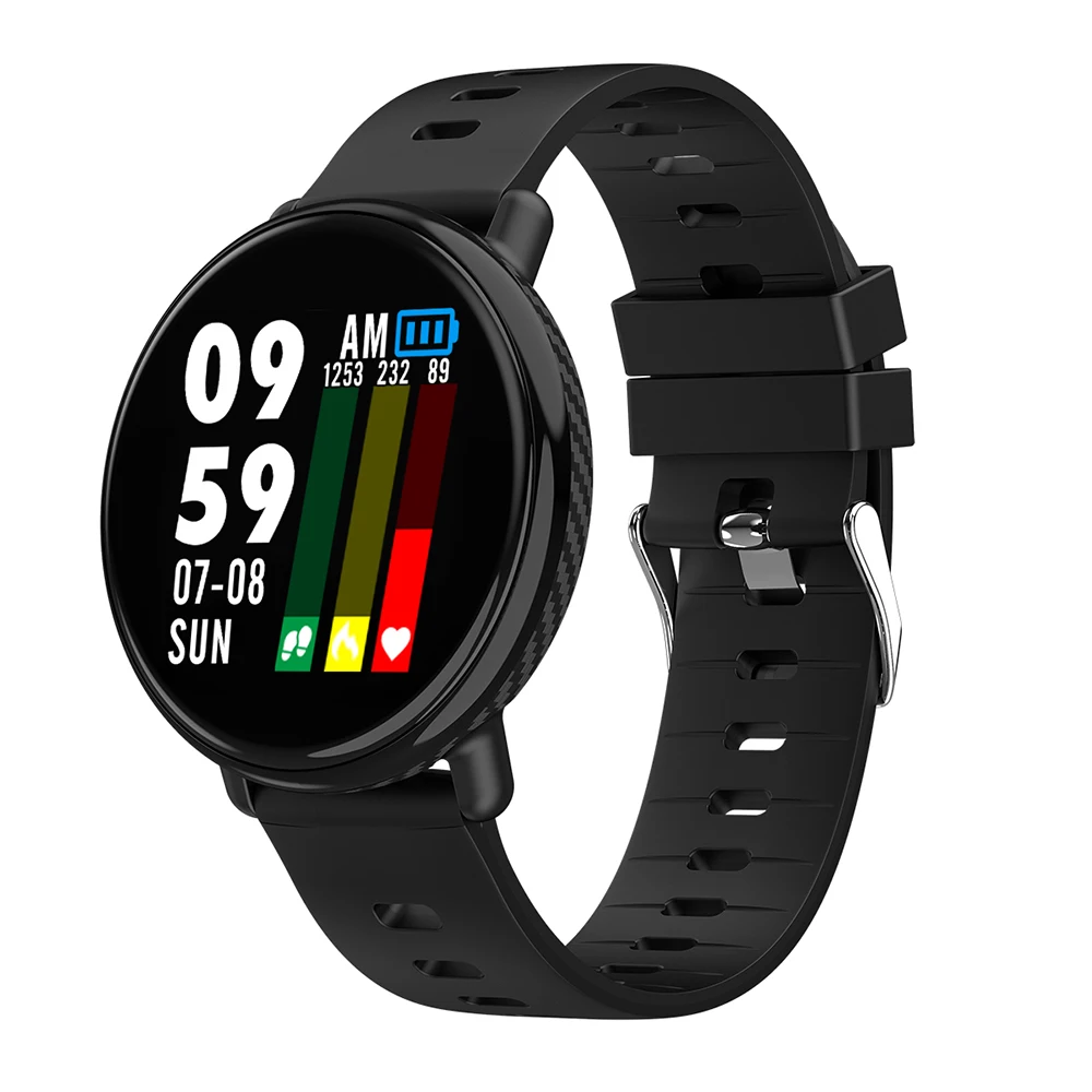 SENBONO K1 Смарт-часы IP68 Водонепроницаемый ips цветной экран монитор сердечного ритма фитнес-трекер спортивные умные часы Удаленная камера - Цвет: Черный