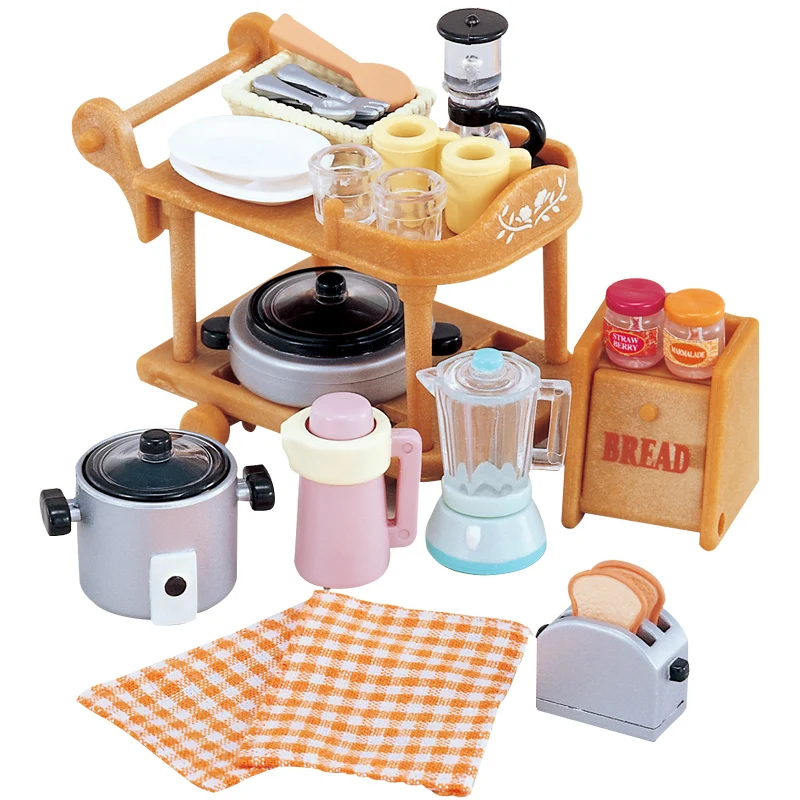 

original Sylvanian Family of kitchen set mini size action Figures Anime Cartoon figures Toys Child Toys gift