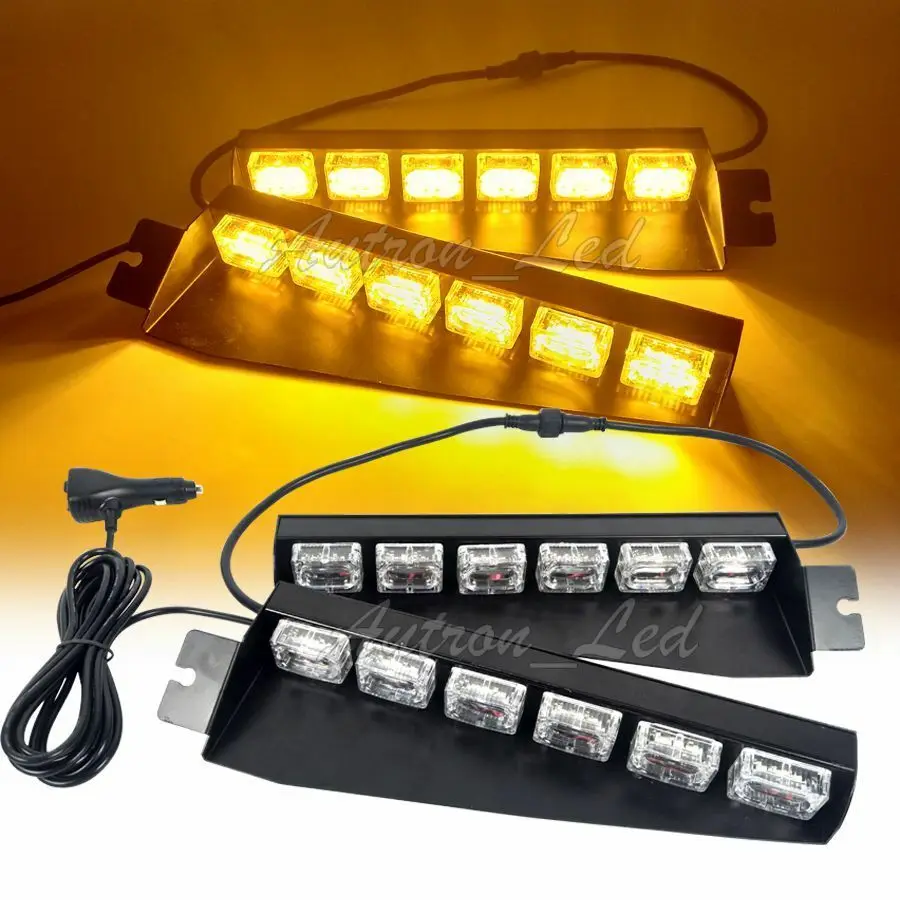 

29" Inch 36W Amber LED Warning Emergency Visor Dash Deck Split Strobe Light Bar