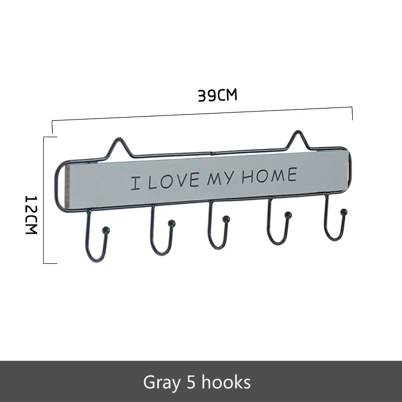 Высокое качество креативный деревянный металлический крючок настенный ключ одежда шляпа стеллаж для хранения с крючком крыльцо гостиная украшение кухонной стены - Цвет: Gray 5 hooks