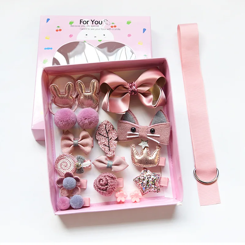 

set kid fashion hair accesories hairpin headband gift box baby girl hairclip