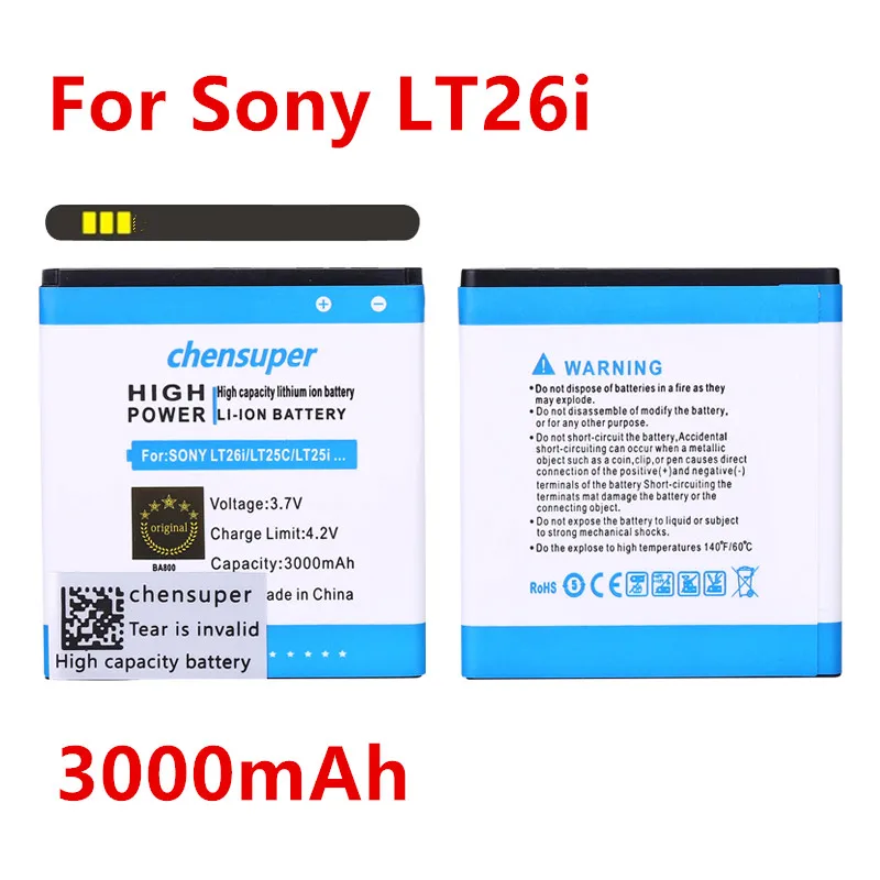 Аккумулятор chensuper BA800 3000 мАч для sony Xperia S LT25i Xperia V LT26i sony Xperia Arc HD Xperia V LT25i