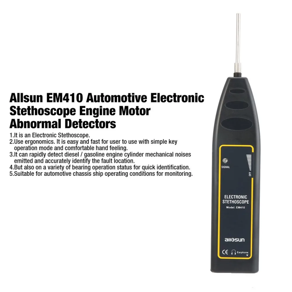 

Allsun EM410 Automotive Electronic Stethoscope Engine Motor Abnormal Sound Detectors Repair the Tool for Car Machine
