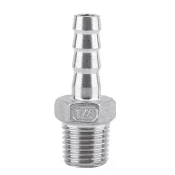 

1/4inc x8mm Durable Stainless Steel Male Thread Pipe Fitting Barb Hose Tail Connector Fuel Thread Hosetail Male Pipe Fittings