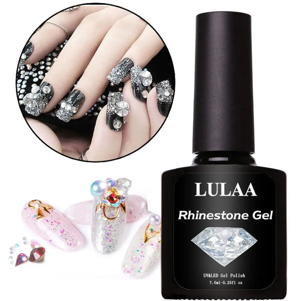 

LULAA 1 Bottle 7.5ml Rhinestone Adhesive Nail Gel Glue Transparent Strong Sticky UV Curable Resin Finger Nails Manicure Art Tool