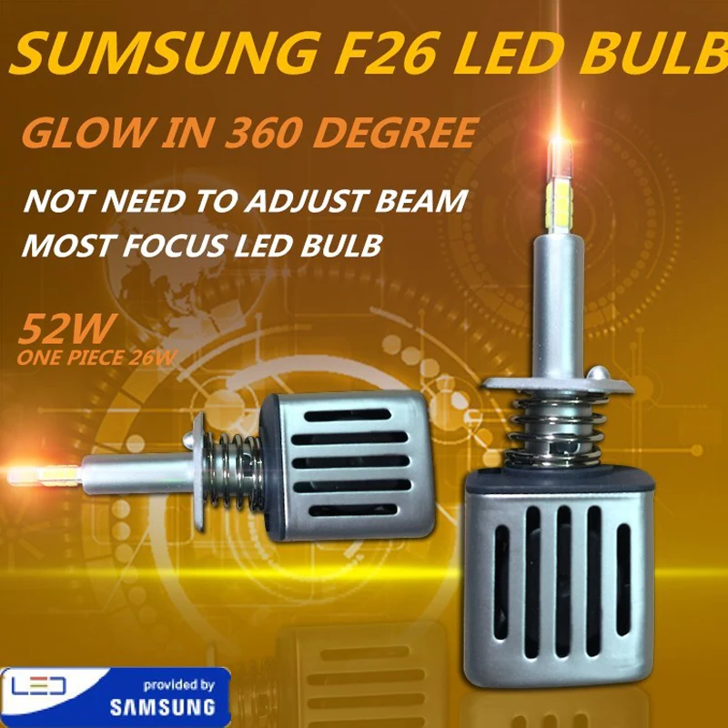 DLAND собственный F26 360 градусов светящиеся наиболее фокусировки 5200LM двигатель авто светодиодный лампа с чипом SAMSUNG, F3 H1 H3 H7 H11 HB3 HB4 H4