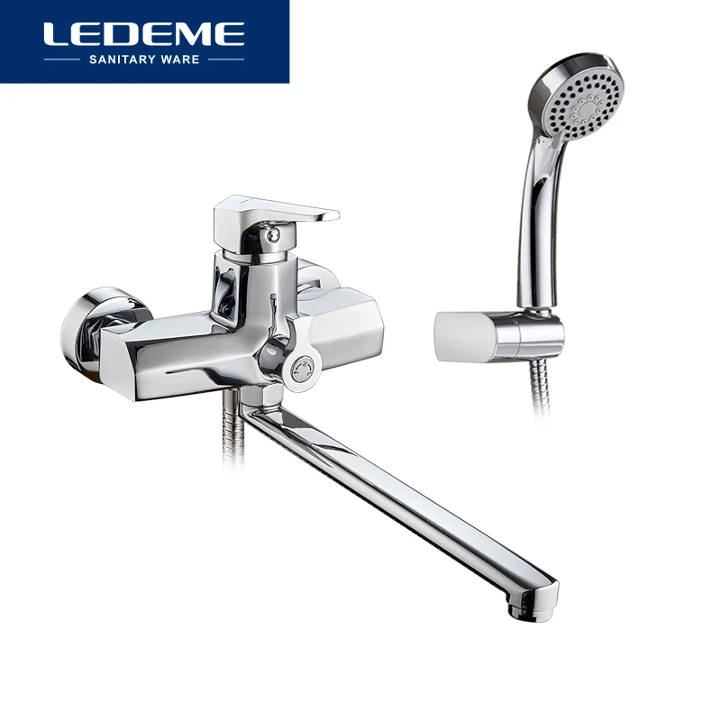 LEDEME Смеситель для ванны с длинным изливом 300 мм. латунь Цвет: хром L2259|chrome finished|faucet