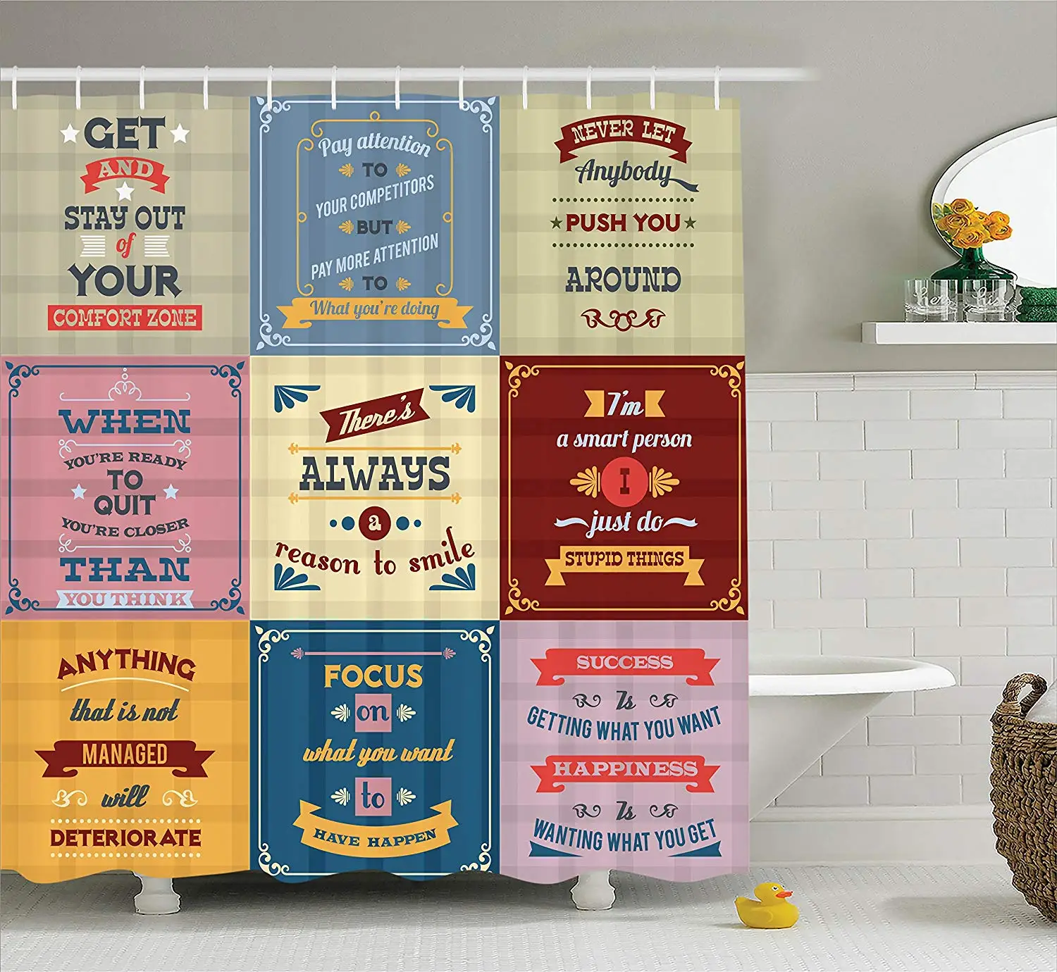 Quotes Decor Shower Curtain Collection of Motivational Quotes Success ...