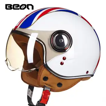 BEON motorcycle helmet Vintage scooter open face helmet Retro Riding Racing helmet ECE approved Italy flag moto Go kart casco