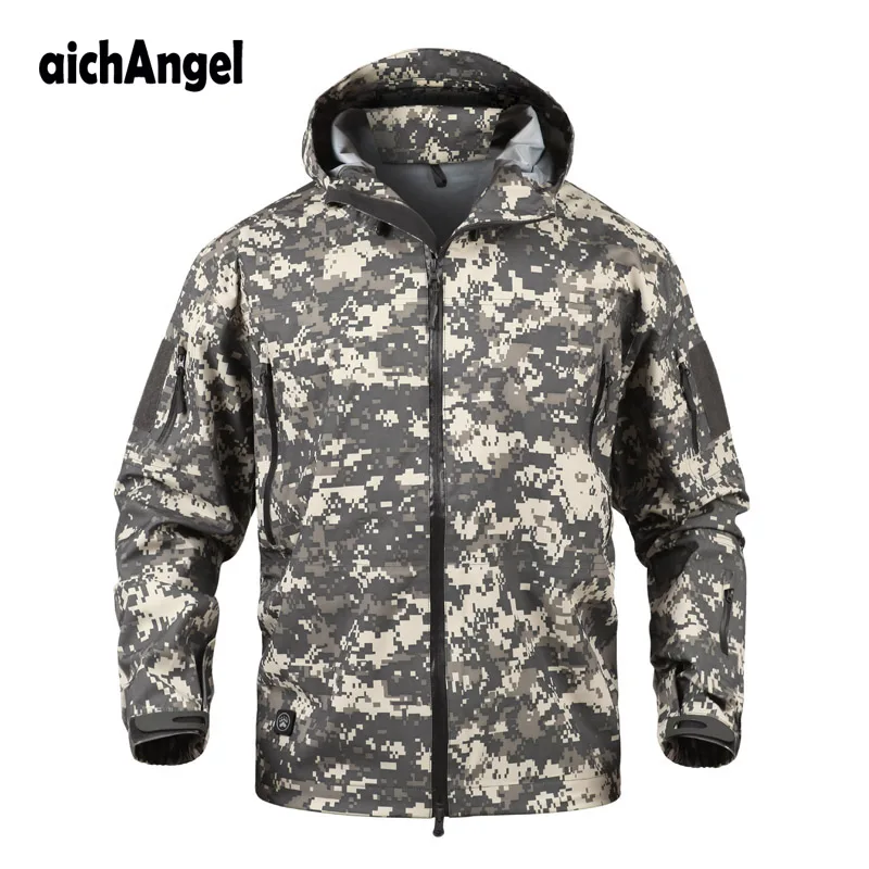AichAngeI Военная Водонепроницаемая прочная тактическая куртка мужская с капюшоном камуфляжная ветровка плащ армейская куртка мужская куртка