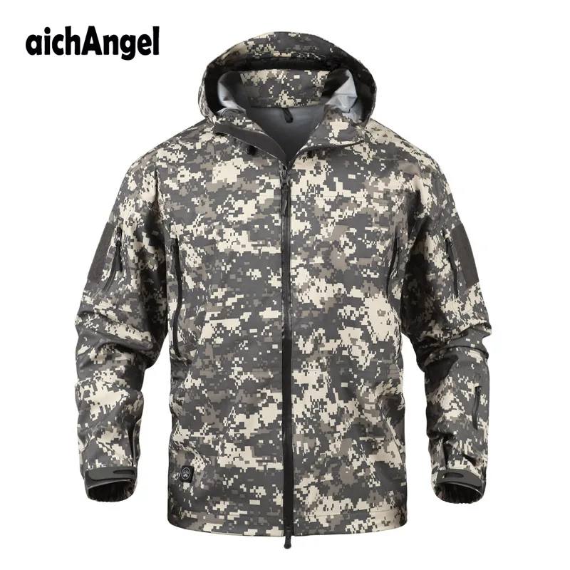Online AichAngeI Militärische Wasserdichte Hardshell Taktische Jacke Männer Mit Kapuze Camouflage Windjacken Regenmantel Armee Jacke Mann Mantel