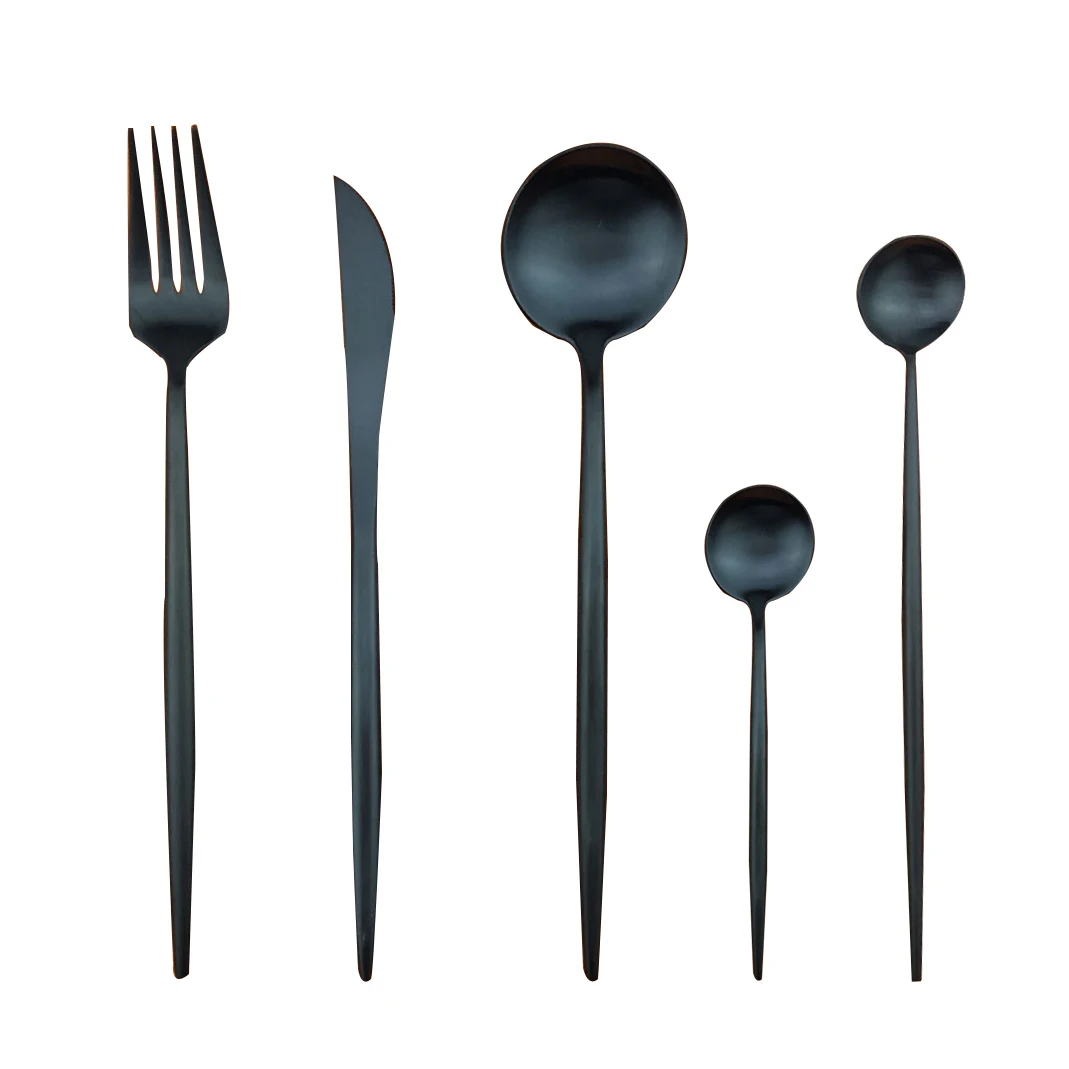 

30-Pieces Gold/Black/Silver 18/10 Stainless Steel Steak Knife Fork Dinnerware Rose Gold Cutlery Set Tableware Ice Cream Scoops