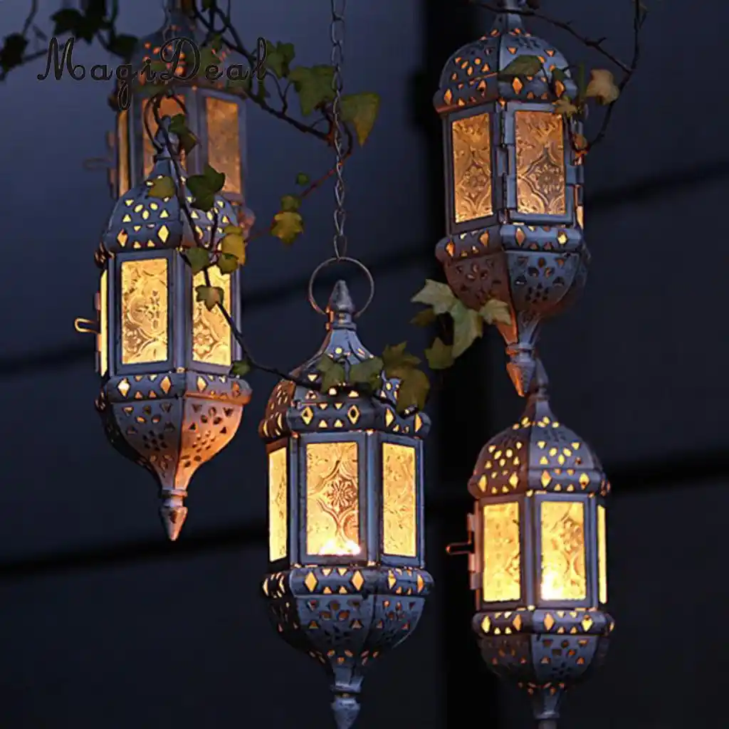 Detail Feedback Questions About 2pcs Gl Hanging Moroccan Candle 2pcs Gl Hanging Moroccan Candle Lanterns Wind Light Lamp Candleholder With 66cm Iron Chain